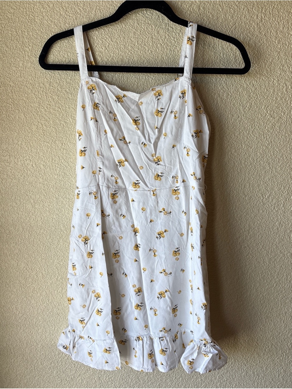 Hollister White Mini Dress with Yellow Floral Print